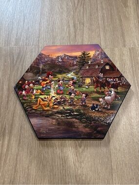Disney Multicolor Hexagon Mickey & Friends 11.5x10 wood print